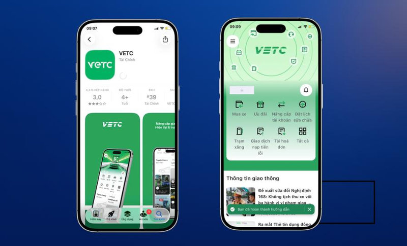 Tải và đăng nhập ứng dụng VETC trên điện thoại