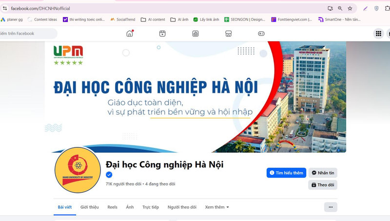 Theo dõi fanpage chính thức của trường