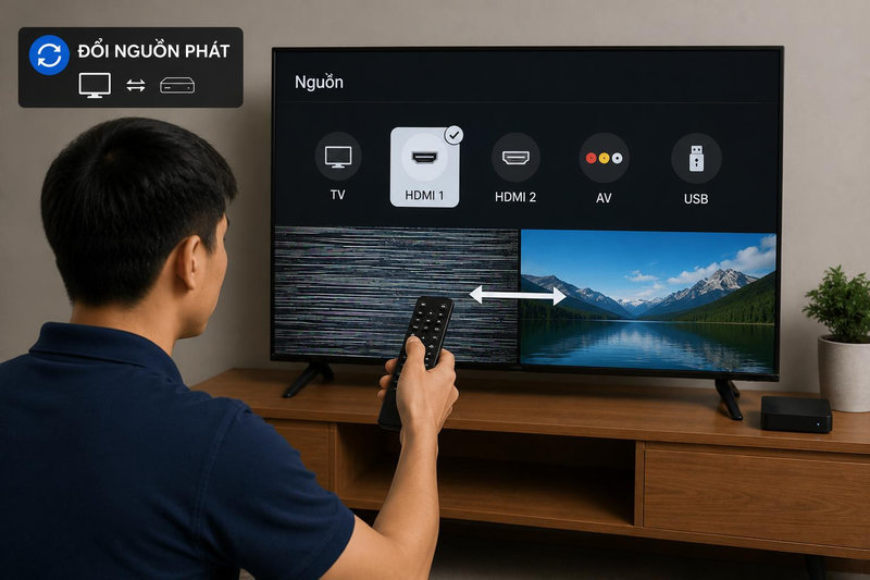 Thử đổi nguồn phát giúp xác định lỗi nằm ở tivi hay nguồn phát