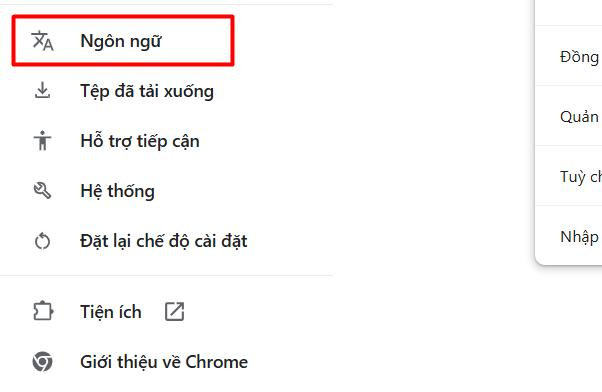 Tìm lựa chọn ngôn ngữ