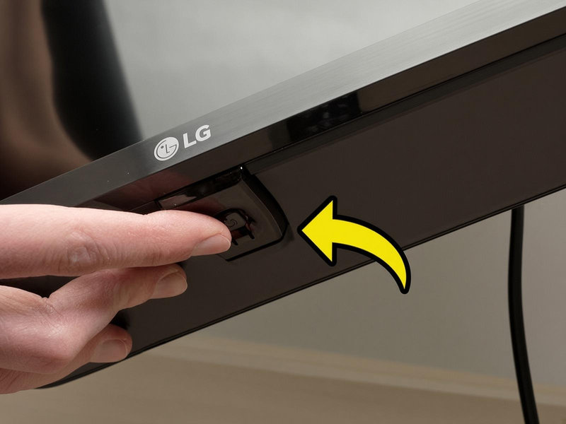 Nút nguồn vật lý tivi LG thường nằm dưới gầm hoặc sau lưng máy