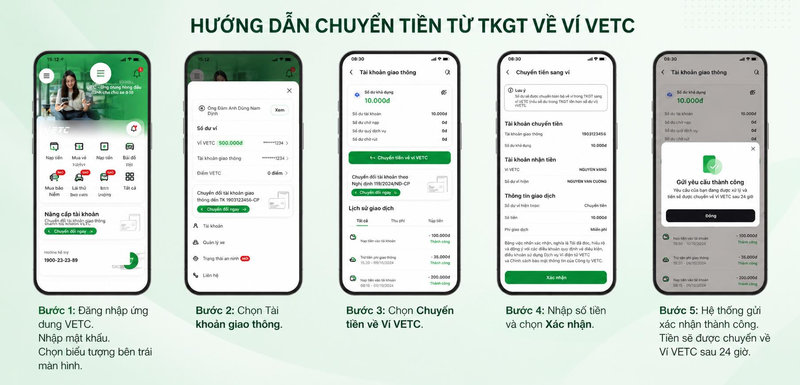 Từng bước giúp chuyển từ tài khoản giao thông sang VETC