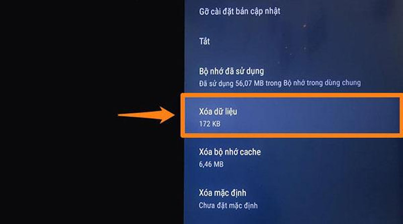 Xóa bộ nhớ đệm (cache) và dữ liệu ứng dụng YouTube trên Smart tivi Android