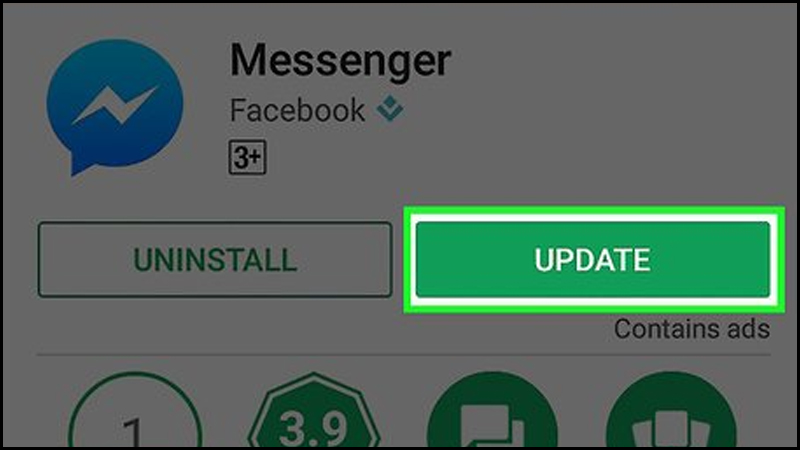 Bạn nhấn vào ứng dụng Messenger rồi chọn “Update” để cập nhật phiên bản mới.