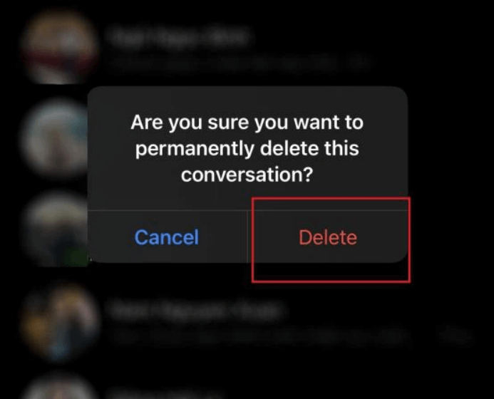 Bạn chọn “Delete” để xác nhận và xoá tin nhắn trên Messenger.