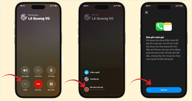 Các bước bấm ghi âm cuộc gọi trên iPhone 17