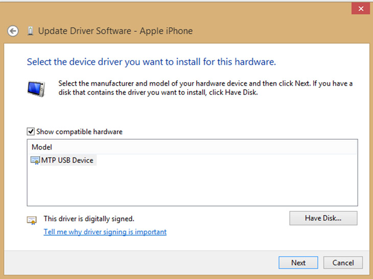Thiết lập lại Driver để sửa lỗi iTunes không nhận iPhone 
