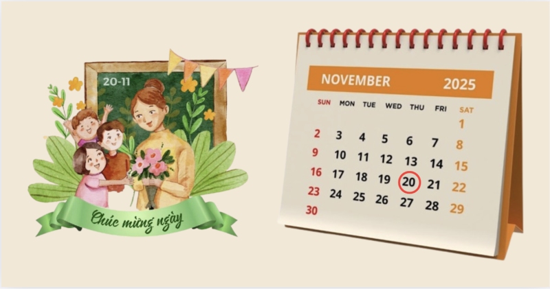 Ngày Nhà giáo Việt Nam 20/11 và lịch tháng 11 năm 2025