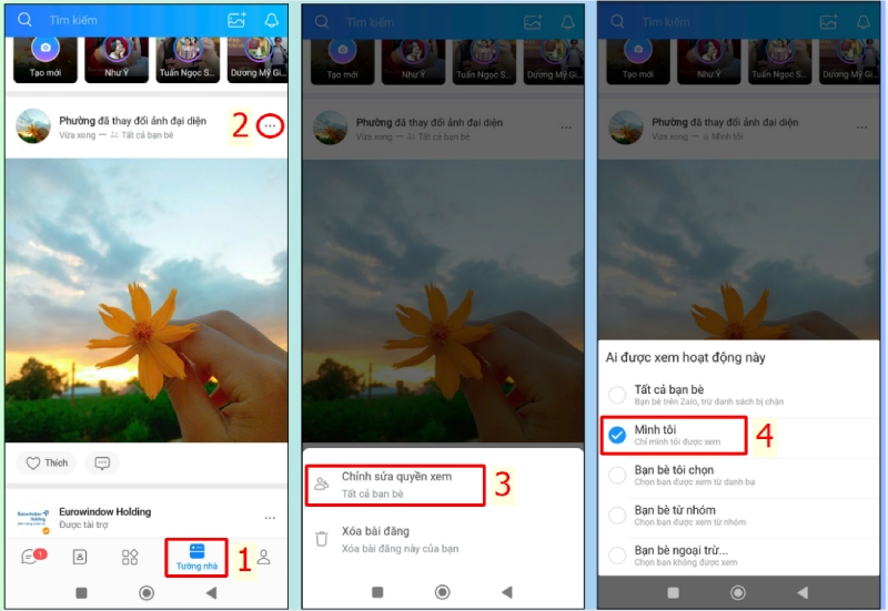 Chỉnh sửa quyền xem bài đăng ảnh đại diện với chế độ “Chỉ mình tôi”