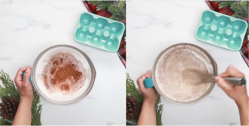 Trộn hỗn hợp Eggnog cùng bột quế cho hương vị Giáng sinh ấm áp