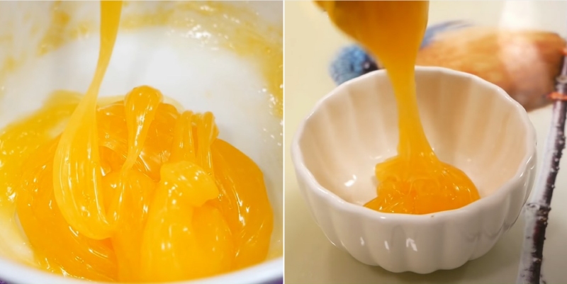 Sốt dầu trứng sánh mịn được rót ra chén