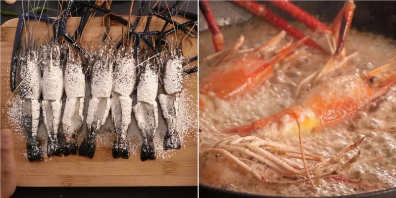 Tôm tẩm bột chiên giòn vàng đều