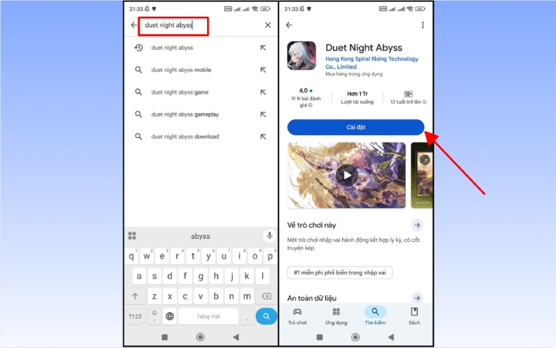 Tìm Duet Night Abyss trên CH Play và Cài đặt