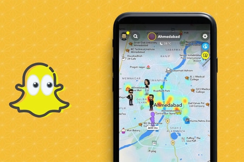 Giao diện bản đồ Snap Map hiển thị vị trí bạn bè trên Snapchat