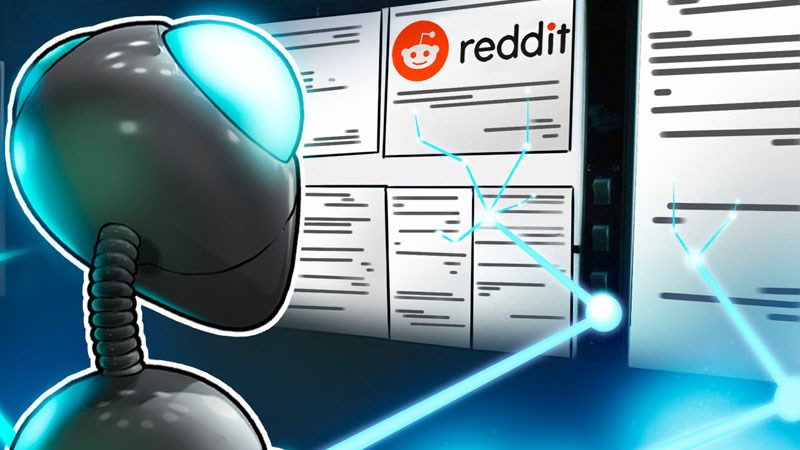 Minh họa Reddit với hình ảnh robot truy cập và xử lý thông tin bài viết
