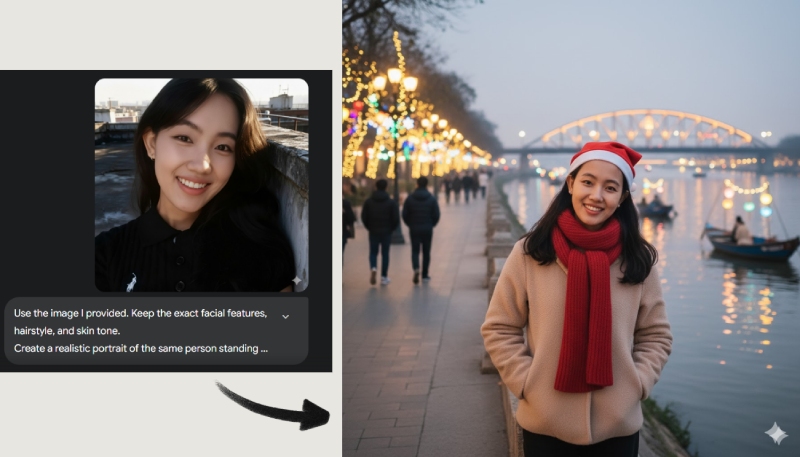 Tạo ảnh Giáng Sinh tại bờ sông Hà Nội mua Noel