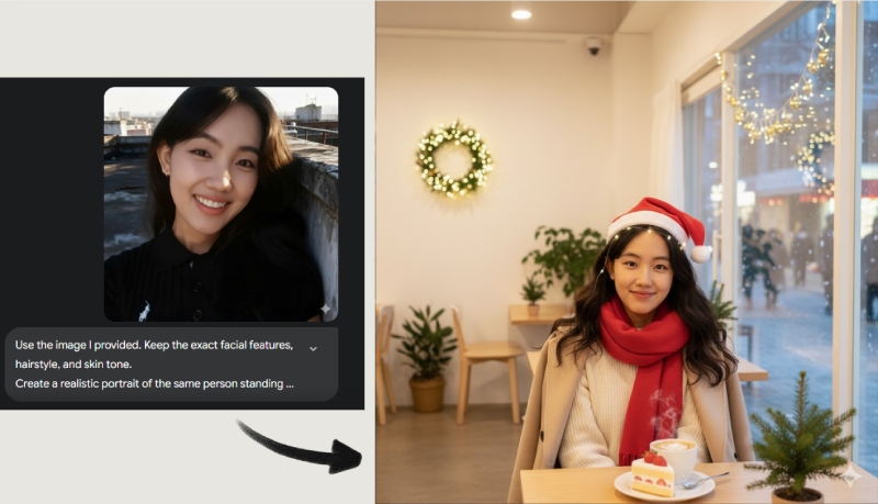 Tạo ảnh Giáng Sinh trong quán cà phê Hàn Quốc mùa Noel