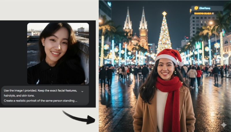 Tạo ảnh Giáng Sinh tại trung tâm TP.HCM rực rỡ ánh đèn