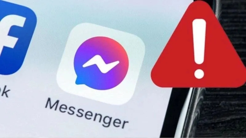 Biểu tượng ứng dụng Messenger xuất hiện cùng cảnh báo lỗi trên điện thoại