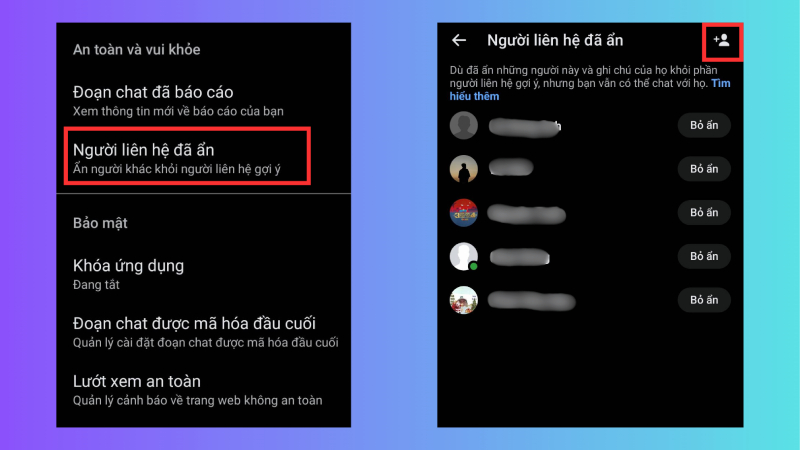 Xem danh sách người liên hệ đã ẩn trong Messenger