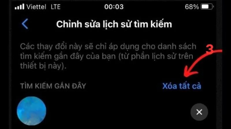 Xóa toàn bộ lịch sử tìm kiếm trên Messenger