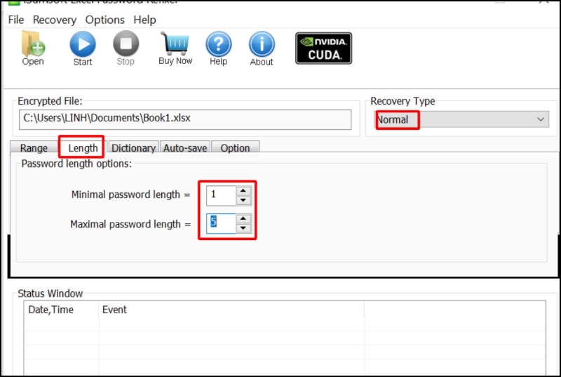 Chọn Normal và thiết lập độ dài mật khẩu