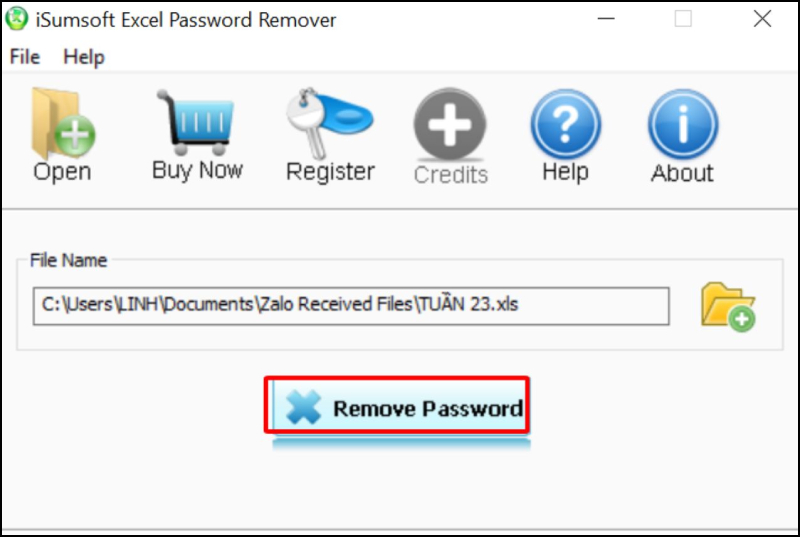 Nhấn Remove Password để phá mật khẩu file Excel