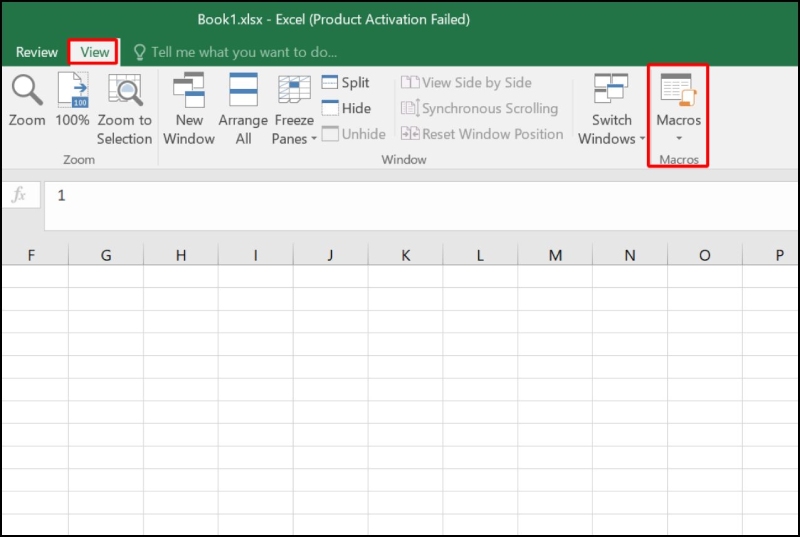 Trên thanh menu, chọn View và chọn Macros