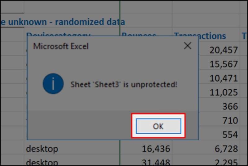 Nhấn OK để hoàn tất mở mật khẩu file