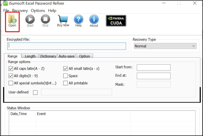 Mở phần mềm iSumsoft Excel Password Refixer và chọn Open