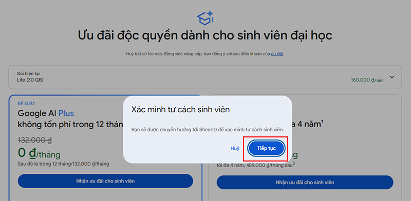 Google hợp tác với dịch vụ xác minh uy tín SheerID để kiểm tra tư cách sinh viên