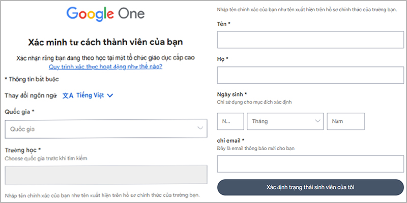 Bạn cần điền chính xác các thông tin