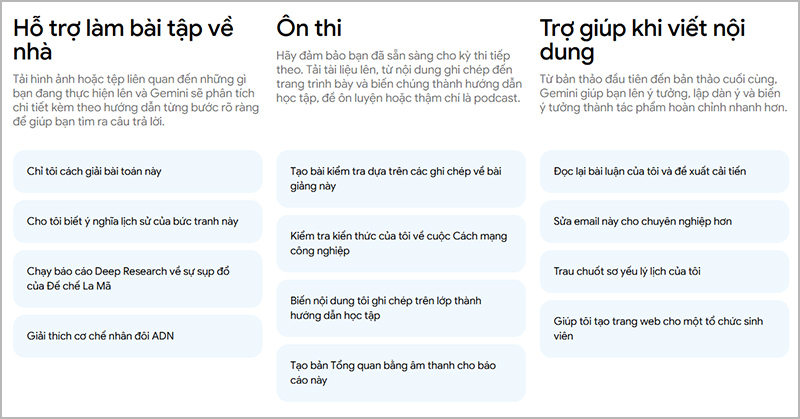 Lợi ích của Gemini Plus dành cho sinh viên