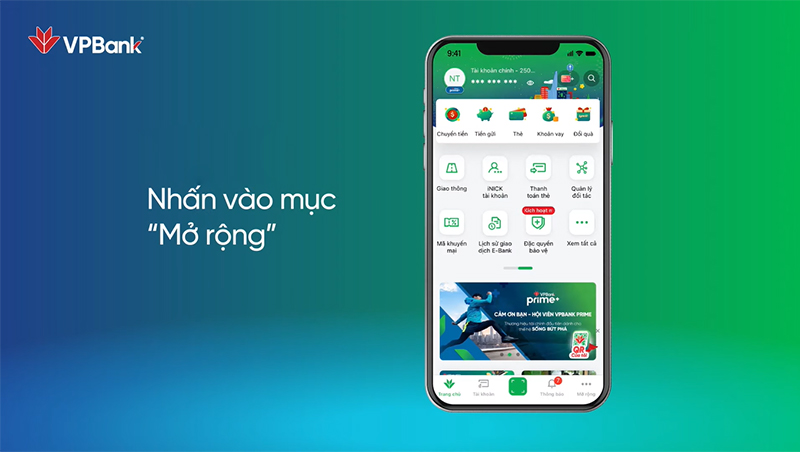 Cách bật thông báo biến động số dư VPBank bước 2