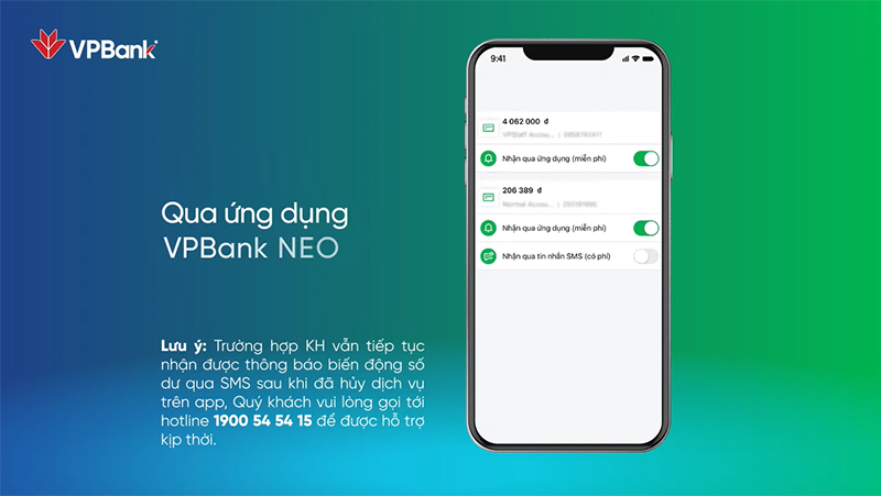 Cách bật thông báo biến động số dư VPBank bước 5