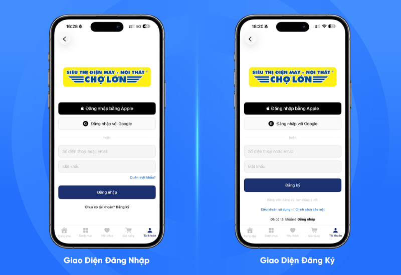 Đăng nhập hoặc Đăng ký App Chợ Lớn