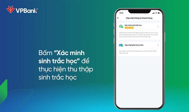 Cập nhật sinh trắc học VPBank trên app VPBank NEO bước 2