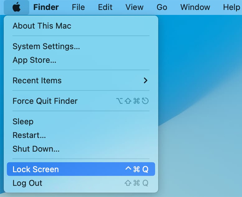 Cách khóa màn hình MacBook thông qua Menu Apple