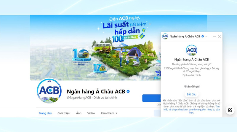 Fanpage Ngân hàng Á Châu ACB