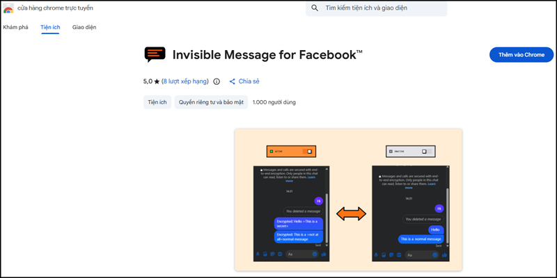 Thêm tiện ích Invisible Message for Facebook™ vào Chrome