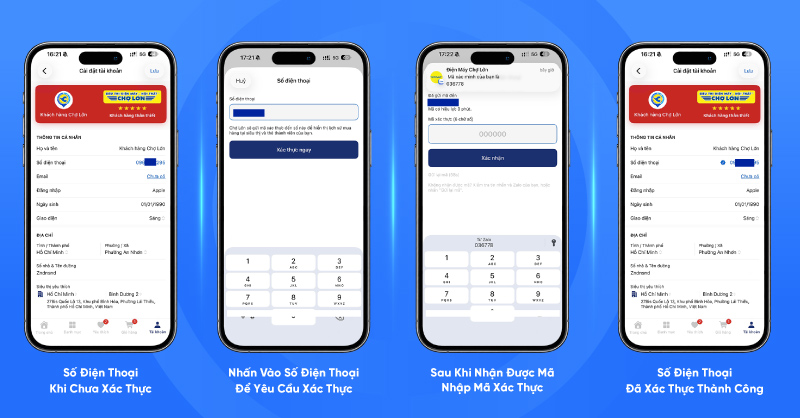 Xác thực tài khoản App Chợ Lớn