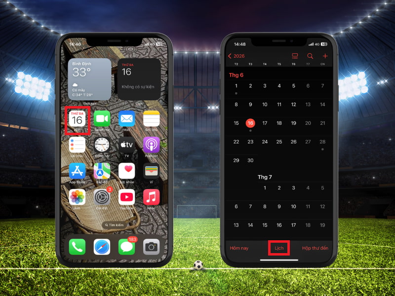 Mở Lịch trên iPhone