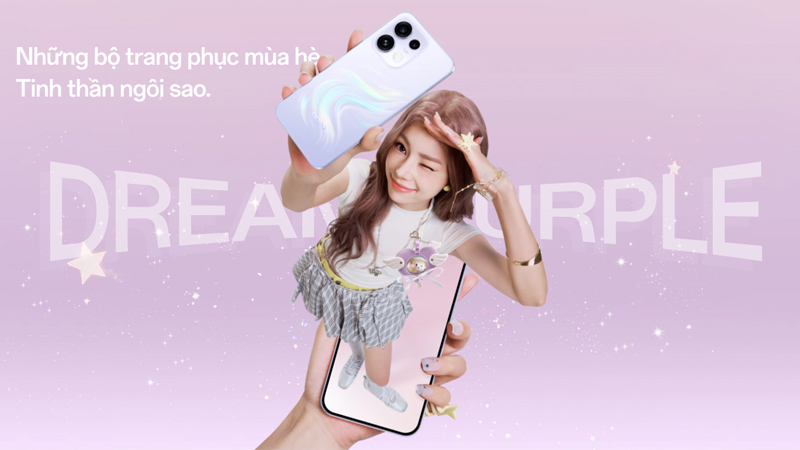 OPPO Reno16 F 5G phiên bản Dream Purple có vẻ ngoài mộng mơ