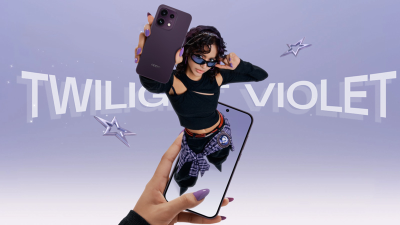 OPPO Reno16 F 5G phiên bản Twilight Violet có vẻ ngoài cuốn hút