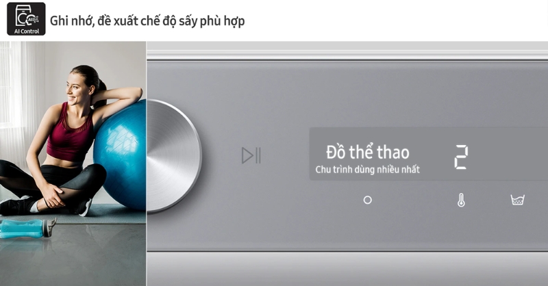 Bảng điều khiển thông minh AI Control trên máy sấy