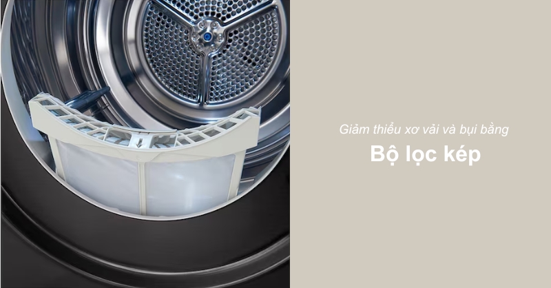 Bộ lọc kép giúp lọc xơ vải và bụi hiệu quả