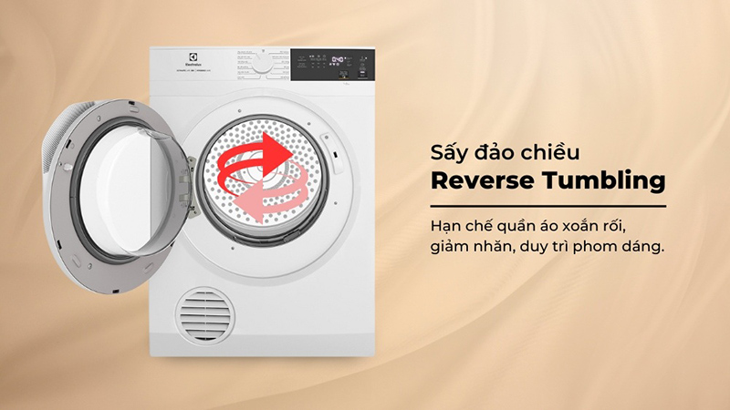 Công nghệ sấy đảo chiều Reverse Tumbling trên máy sấy Electrolux