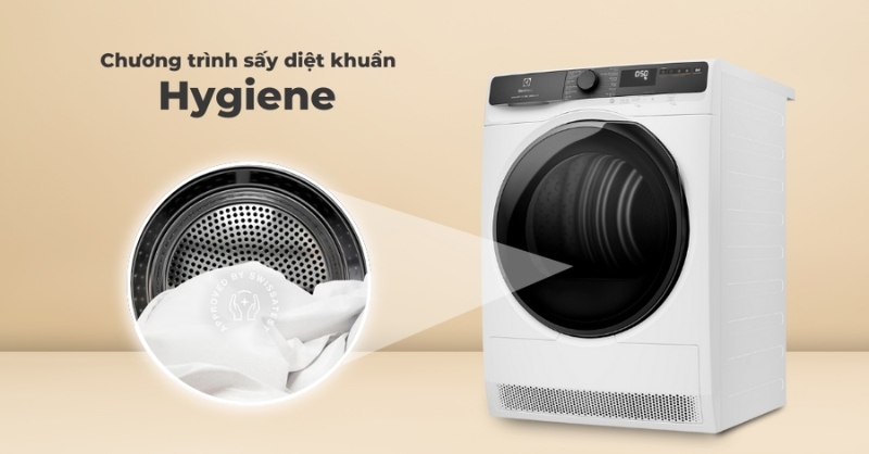 Công nghệ sấy Hygiene loại bỏ vi khuẩn, giữ quần áo sạch sẽ và an toàn