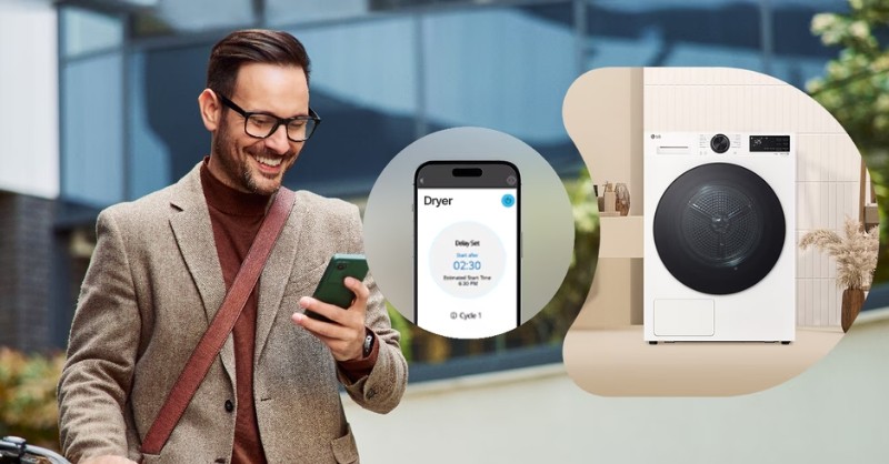 Hỗ trợ kết nối LG ThinQ qua Wi-Fi để điều khiển máy sấy LG từ xa