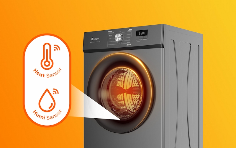 Máy sấy Casper cảm biến nhiệt độ và độ ẩm tối ưu thời gian sấy quần áo